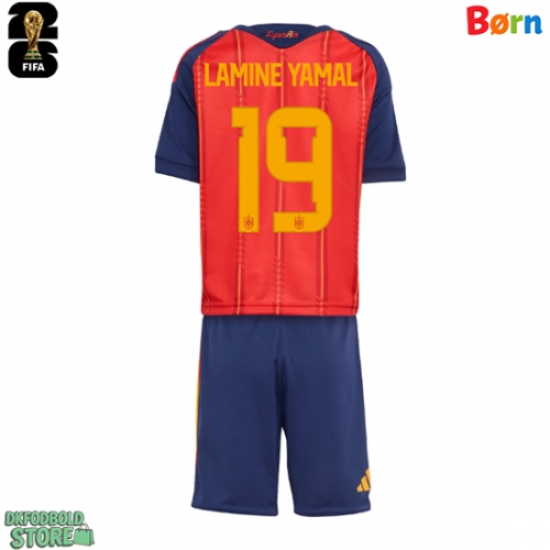 Spanien Lamine Yamal #19 Replika Babytøj Hjemmebanesæt Børn VM 2026 Kortærmet (+ Korte bukser)